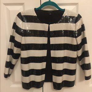 Black and White Striped Sequin Jacket